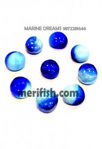 BLUE & WHITE DOUBLE SHADE HALF ROUND GLASS STONES 1 KG