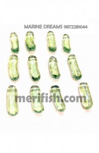 TRANSPEARNT YELLOW GREEN DOUBLE SHADE CAPSULE GLASS STONES 1 KG