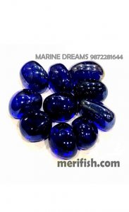 BLUE HALF ROUND GLASS STONES 1 KG